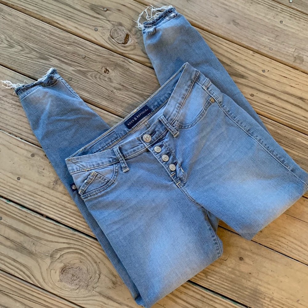 Rock & Republic Skinny Raw Hem Jeans Size 10